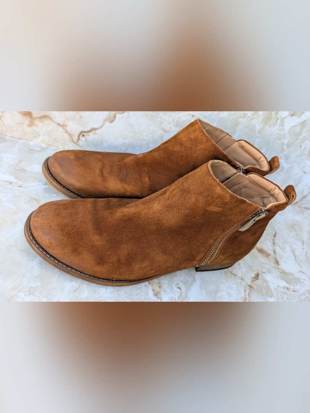 Franco Sarto Leather Lace-Up Ankle Boots in Chestnut Brown Woman's Sz 10